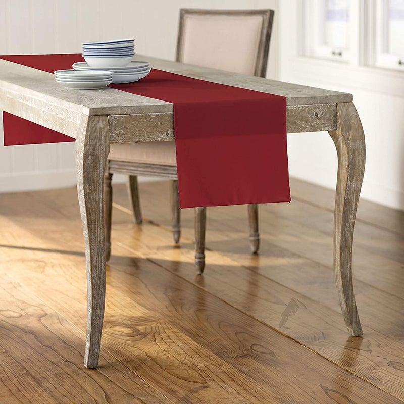 LA Linen Polyester Poplin Table Runner 14 by 108-Inch, Cranberry - Image 1